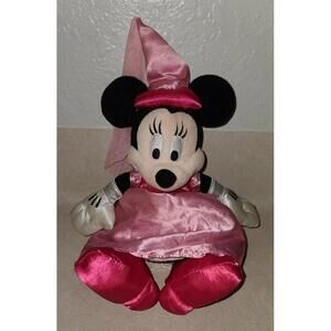 Authentic Disney Park Pink Minnie Mouse Princess Stuffed Plush 14" w/Satin Dress